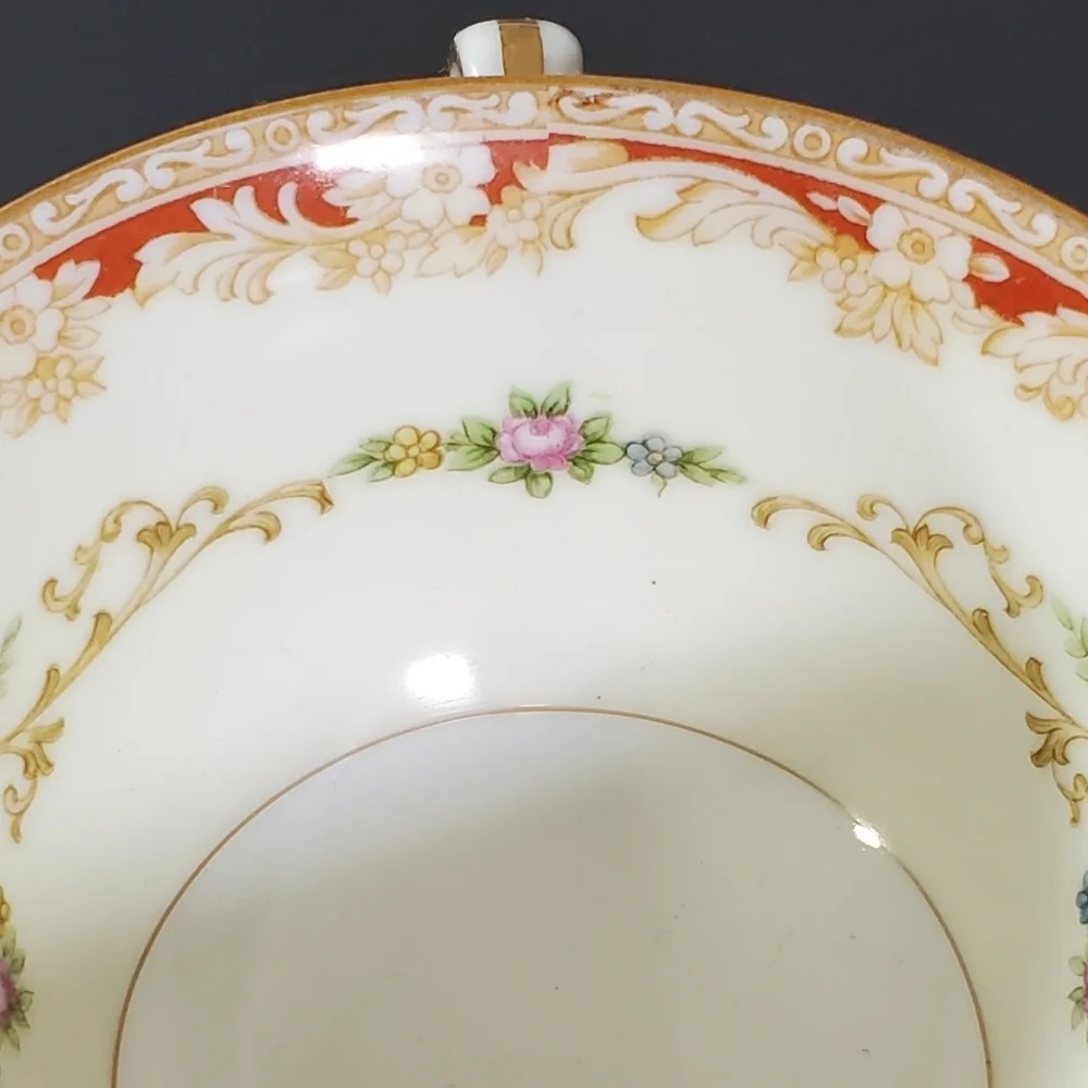 Noritake Floral Footed Tea Cup Made in Occupied Japan Vintage Porcelain
